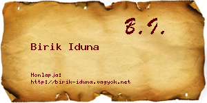 Birik Iduna névjegykártya